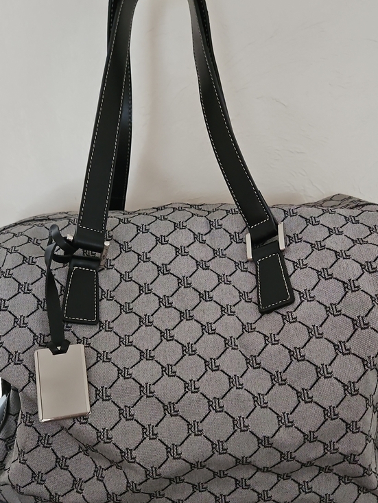 Lauren Ralph Lauren Handbags - Lauren Ralph Lauren Blue & Gray Travel Bag with Blue Leather Trim